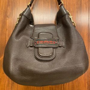 GUCCI
Calfskin Web Medium Dressage Hobo Coffee Brown